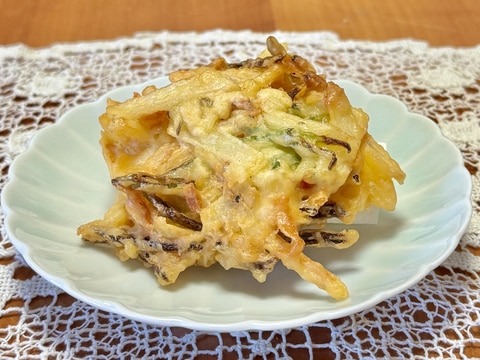 お弁当に!絹さやと桜海老とじゃがいもの☆かき揚げ